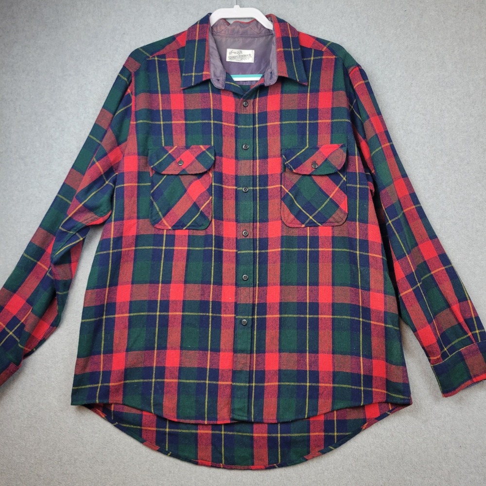 Vintage Sears Roebuck Mens Tall XL Plaid Flannel Shirt Button Up‎ Long Sleeve